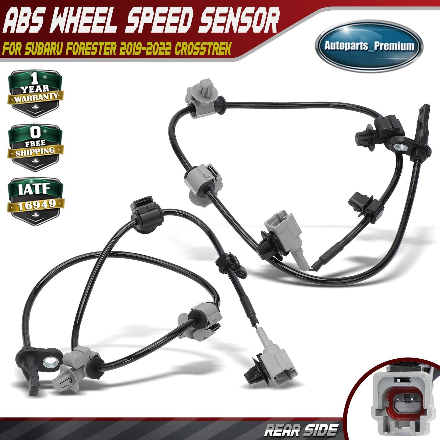 2Pcs Rear Left & Right Side ABS Wheel Speed Sensor for Subaru Crosstrek Forester