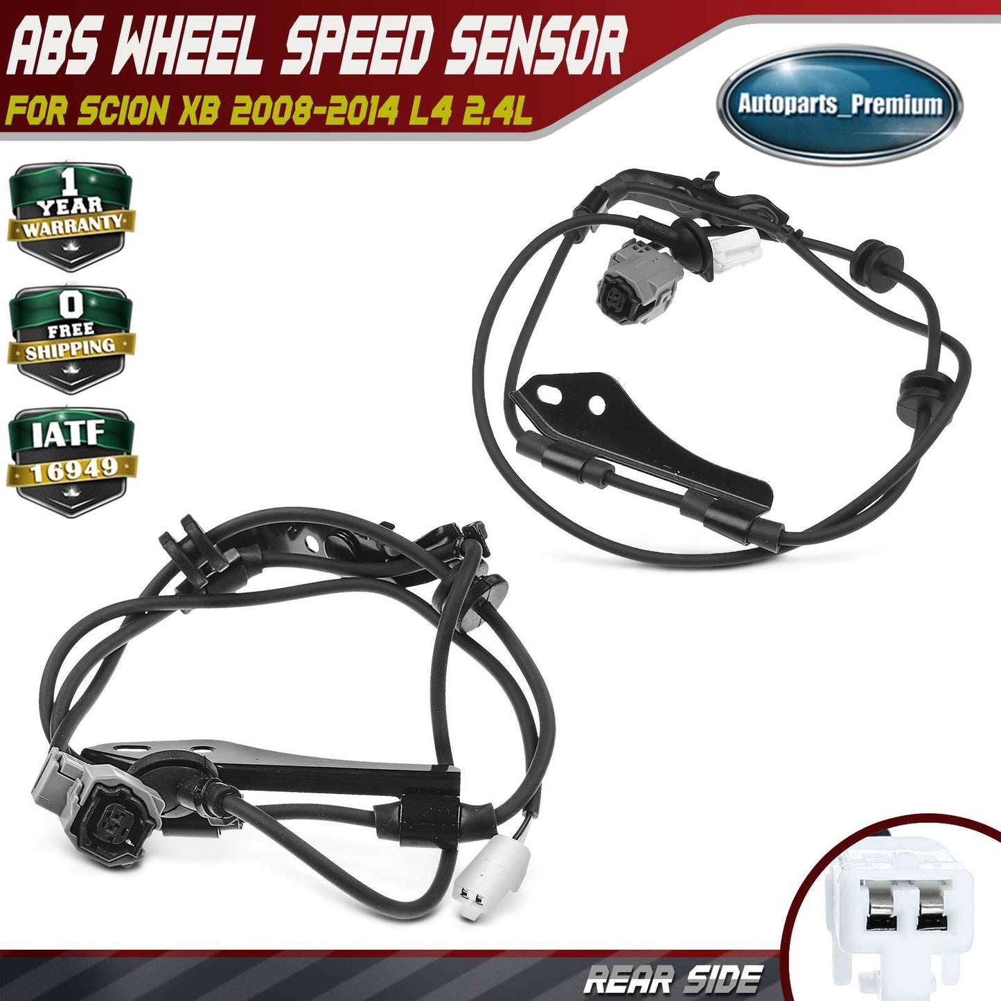 Rear Driver & Passenger ABS Wheel Speed Sensor for Scion xB 2008-2014 L4 2.4L
