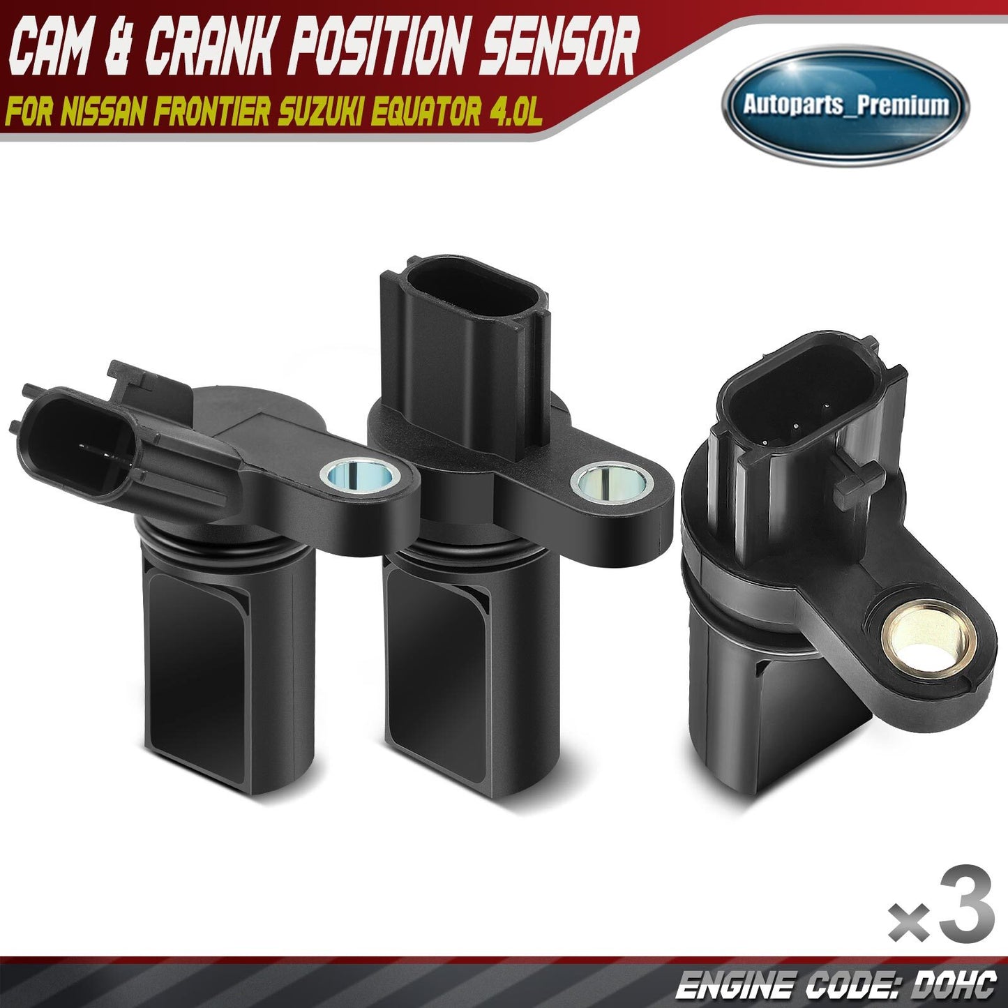 2x Camshaft & 1x Crankshaft Position Sensor for Nissan Frontier Suzuki Equator
