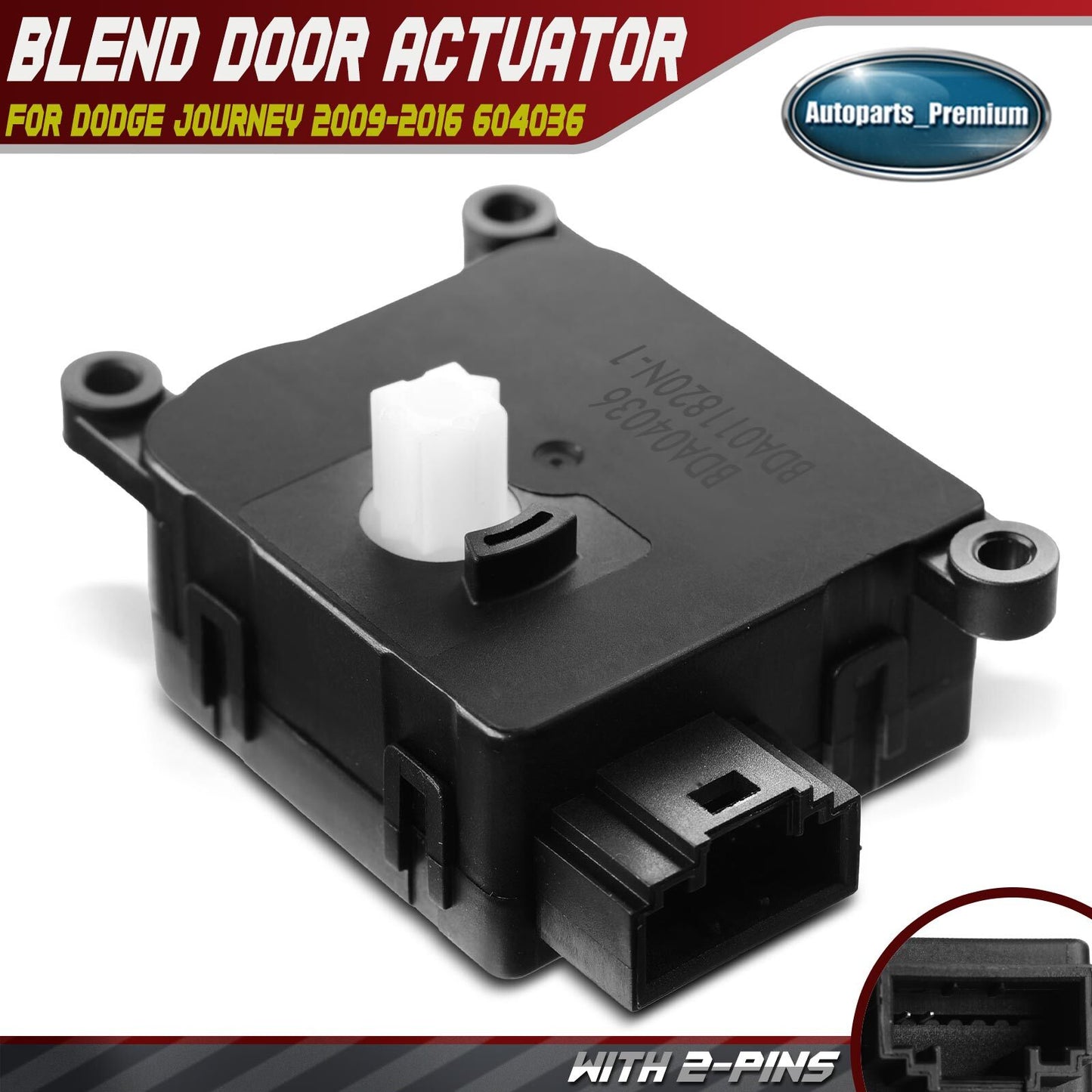 Auxiliary HVAC Heater Blend Air Door Actuator for Dodge Journey 2009-2020 604036