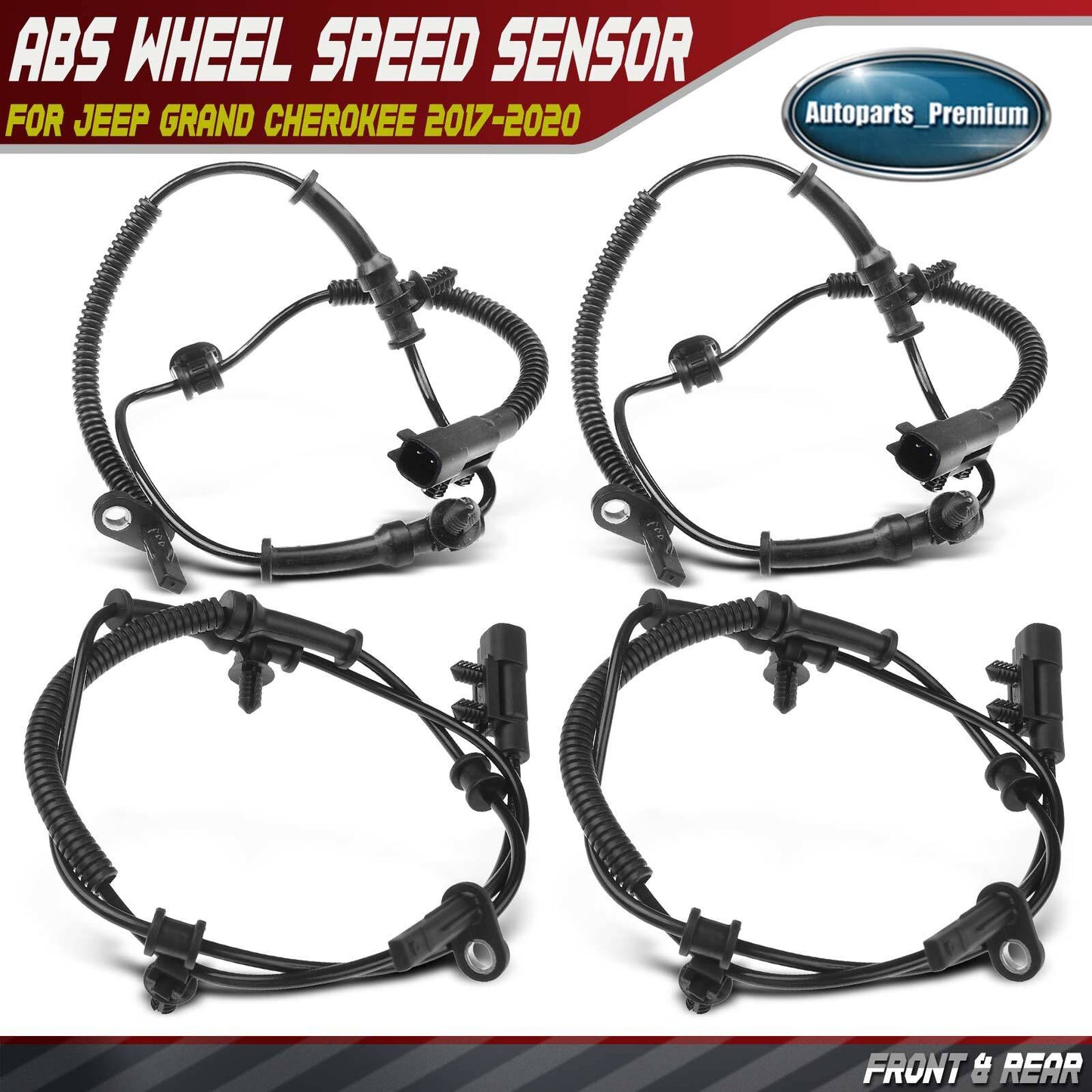 New 4pcs Front & Rear ABS Wheel Speed Sensor for Jeep Grand Cherokee 2017-2020