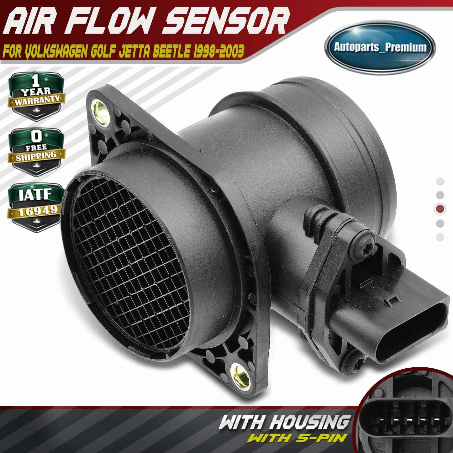 Mass Air Flow Sensor w/ Housing for VW Golf Jetta Beetle 1998-2003 L4 1.9L SOHC