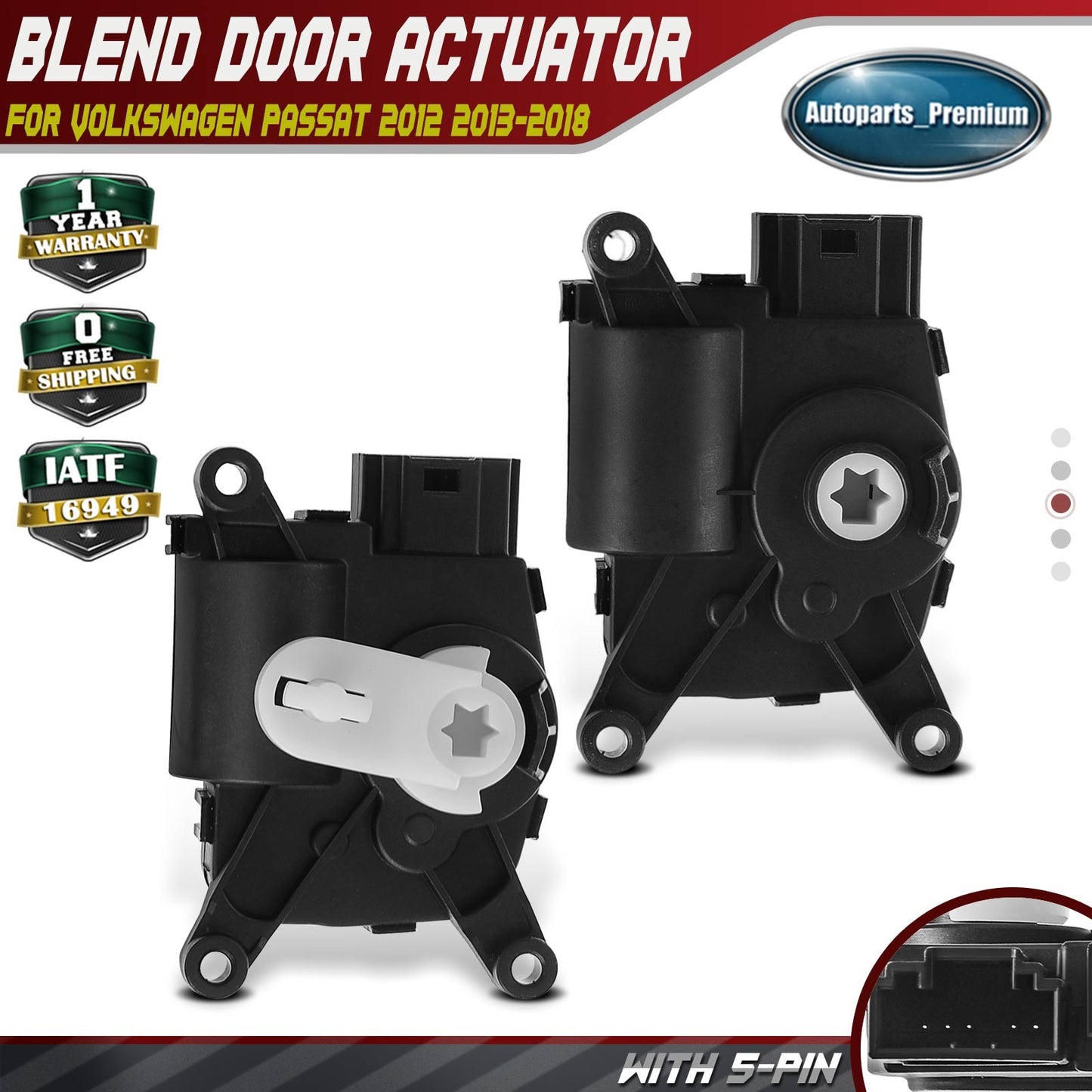 2x Heater Blend Door Actuator Temperature & Mode for Volkswagen Passat 2012-2018