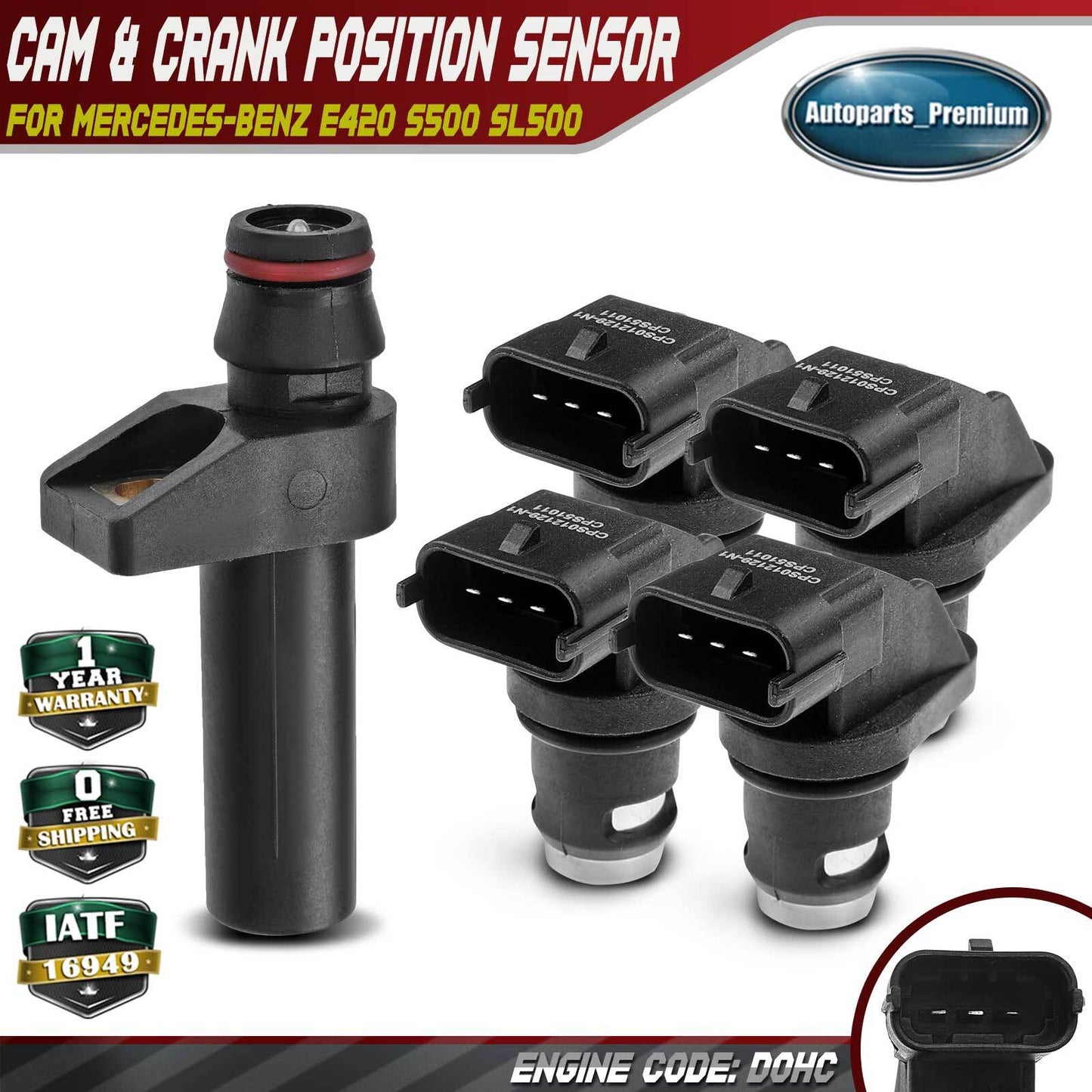 4x Camshaft & 1x Crankshaft Position Sensor for Mercedes-Benz E420 S500 SL500