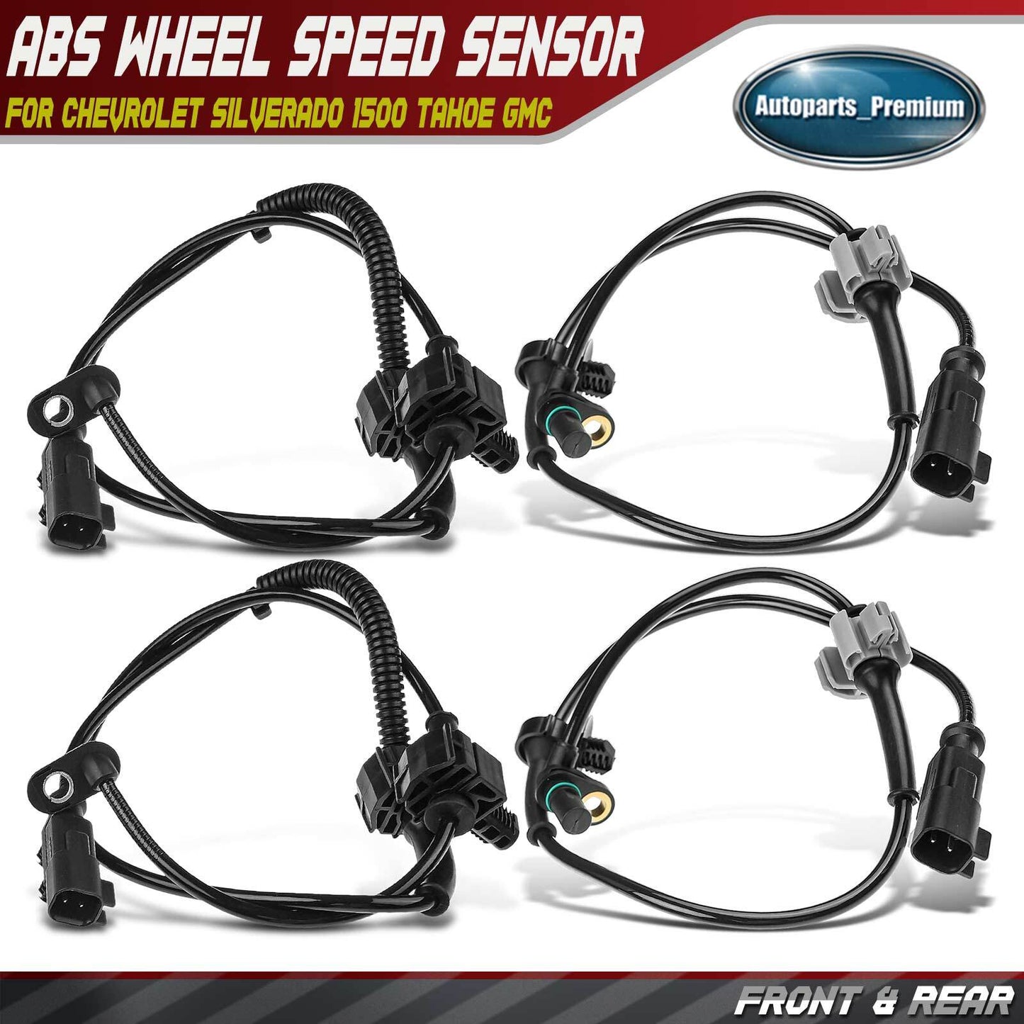 4Pcs Front & Rear ABS Wheel Speed Sensor for Chevrolet Silverado 1500 Tahoe GMC