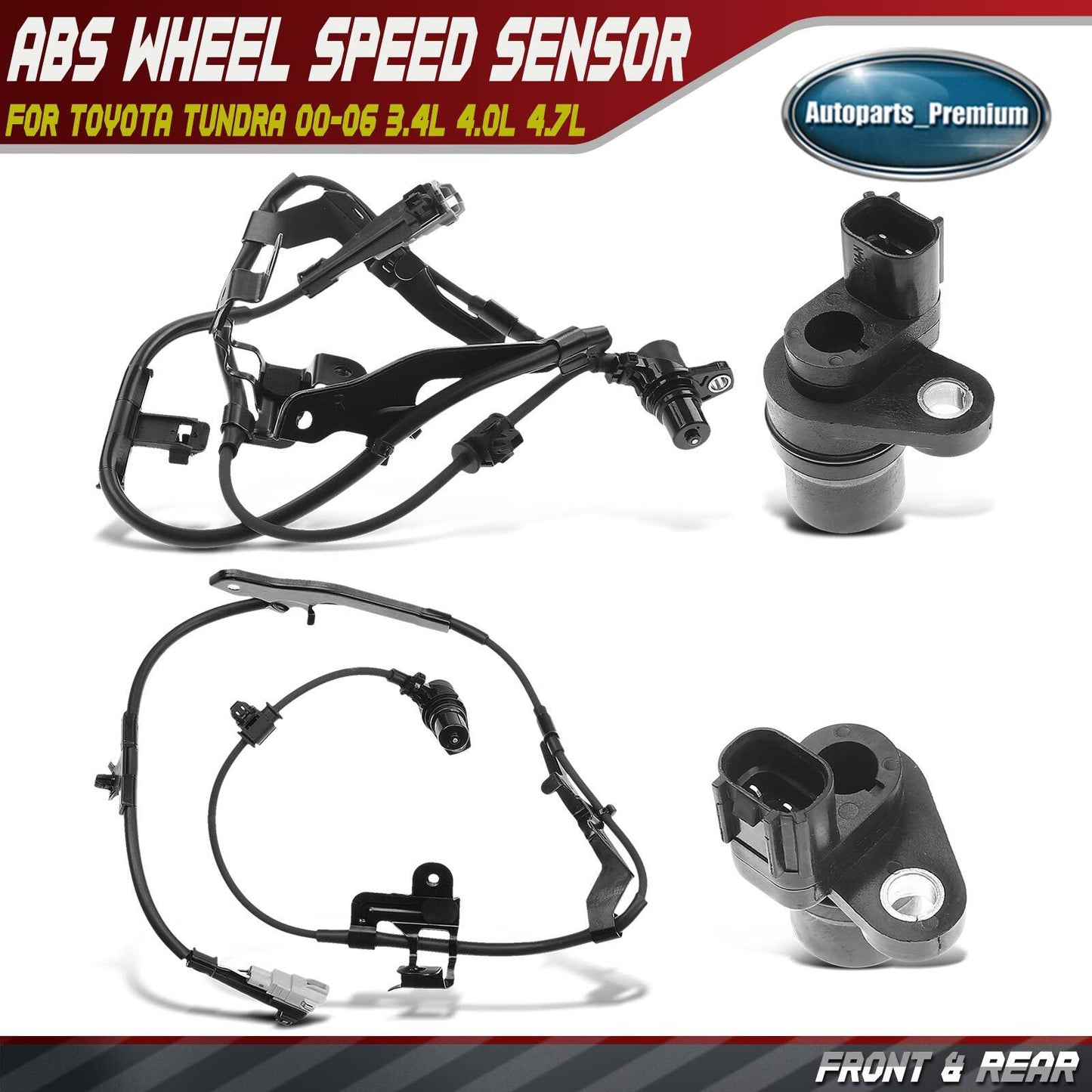 4Pcs Front & Rear ABS Wheel Speed Sensor for Toyota Tundra 00-06 3.4L 4.0L 4.7L