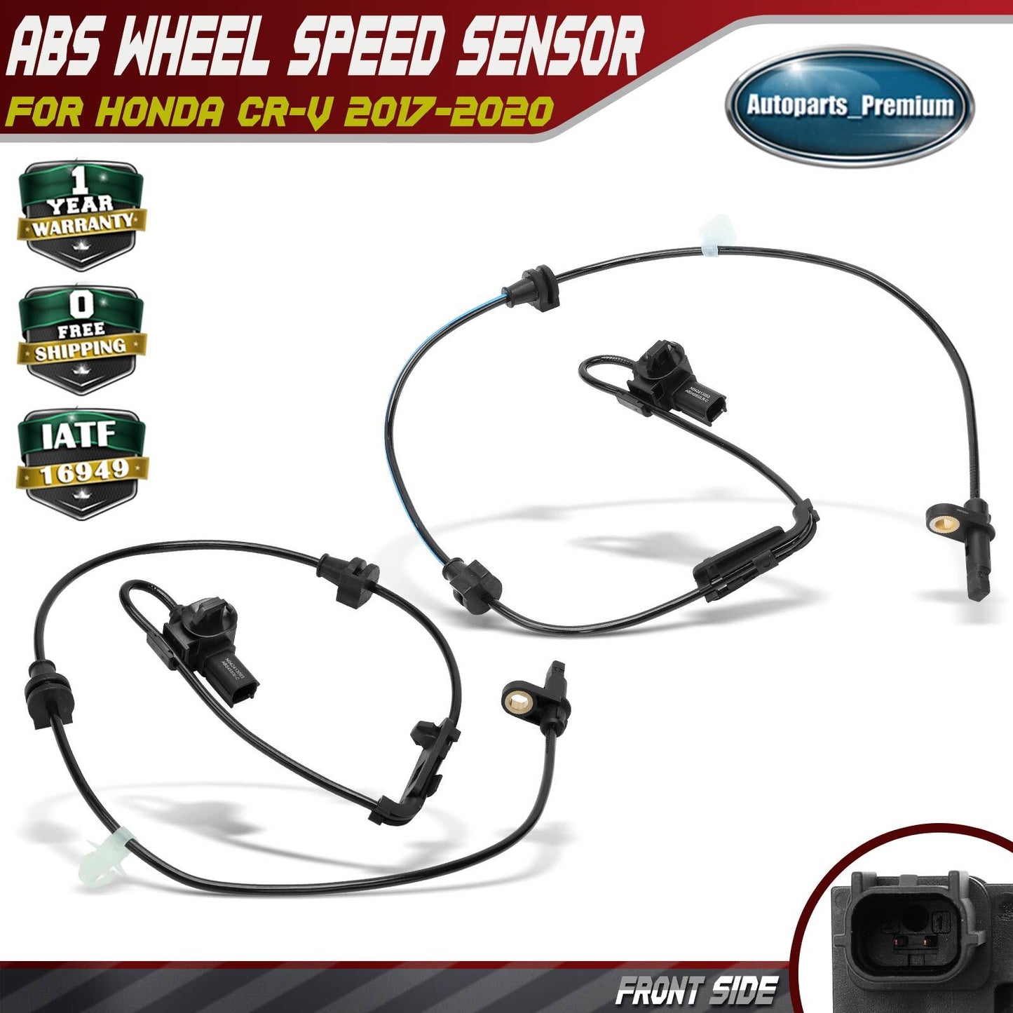 2x Front Driver & Passenger Side ABS Wheel Speed Sensor for Honda CR-V 2017-2022