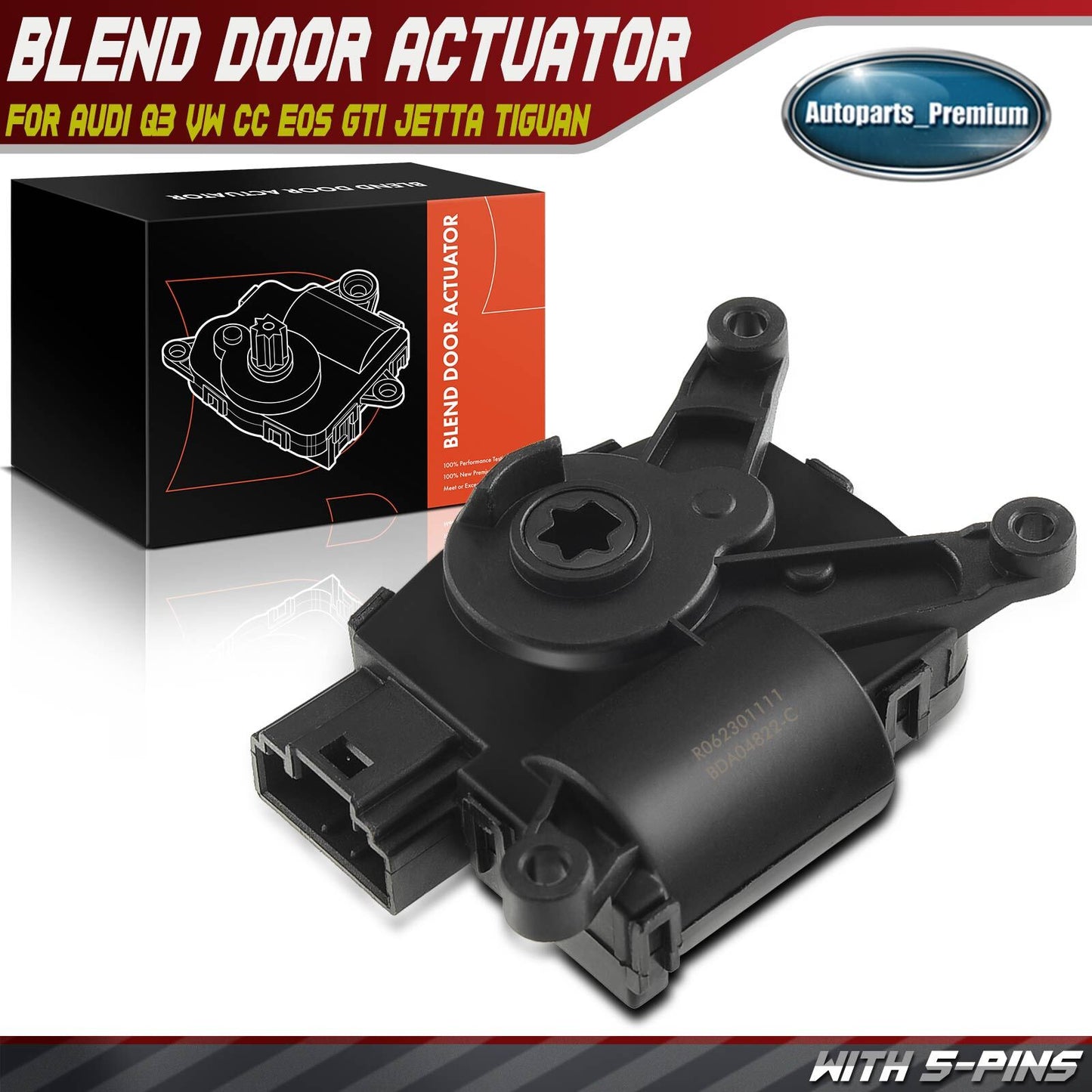 Heater Blend Door Actuator for Volkswagen Golf Tiguan Atlas e-Golf Audi A3 S3