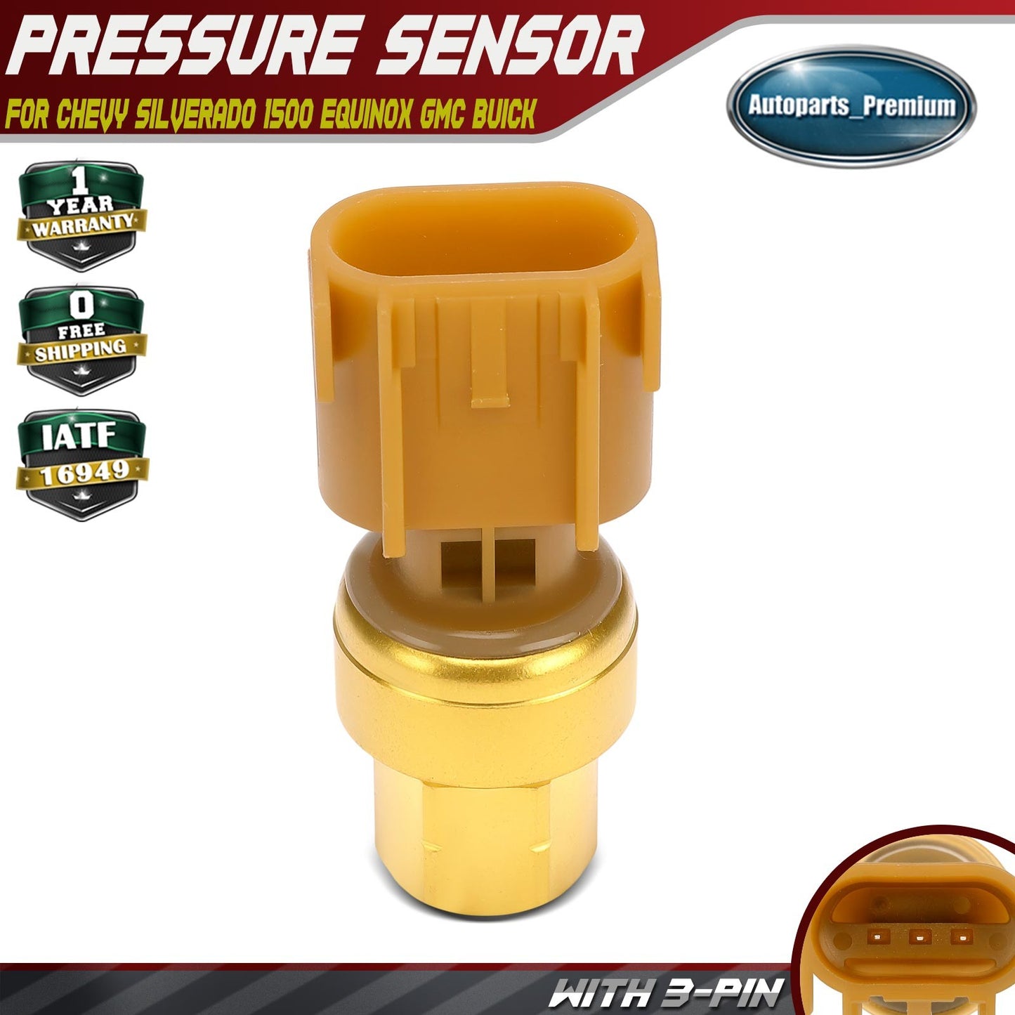 Fuel Pressure Sensor for Chevy Silverado 1500 Equinox GMC Terrain Buick Cadillac