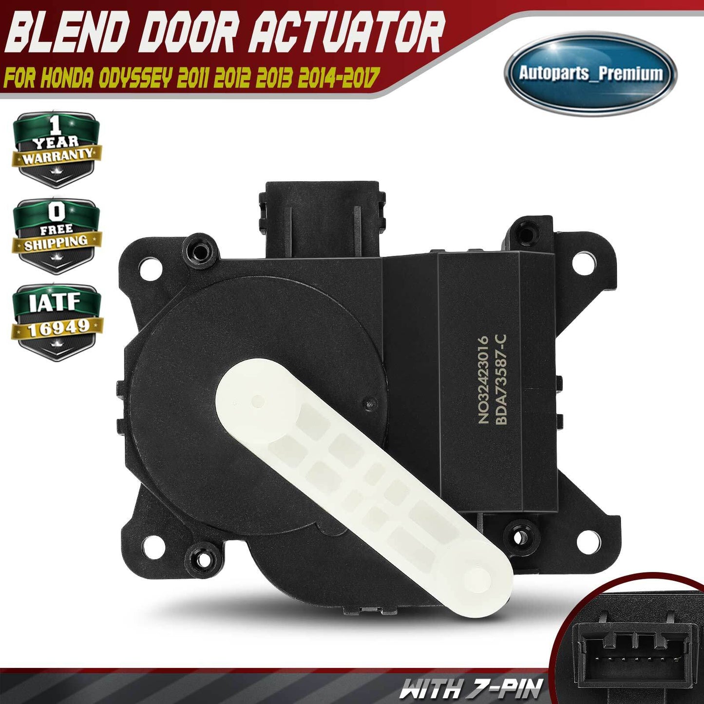 Right Main HVAC Blend Door Actuator for Honda Odyssey 2011 2012 2013 2014-2017