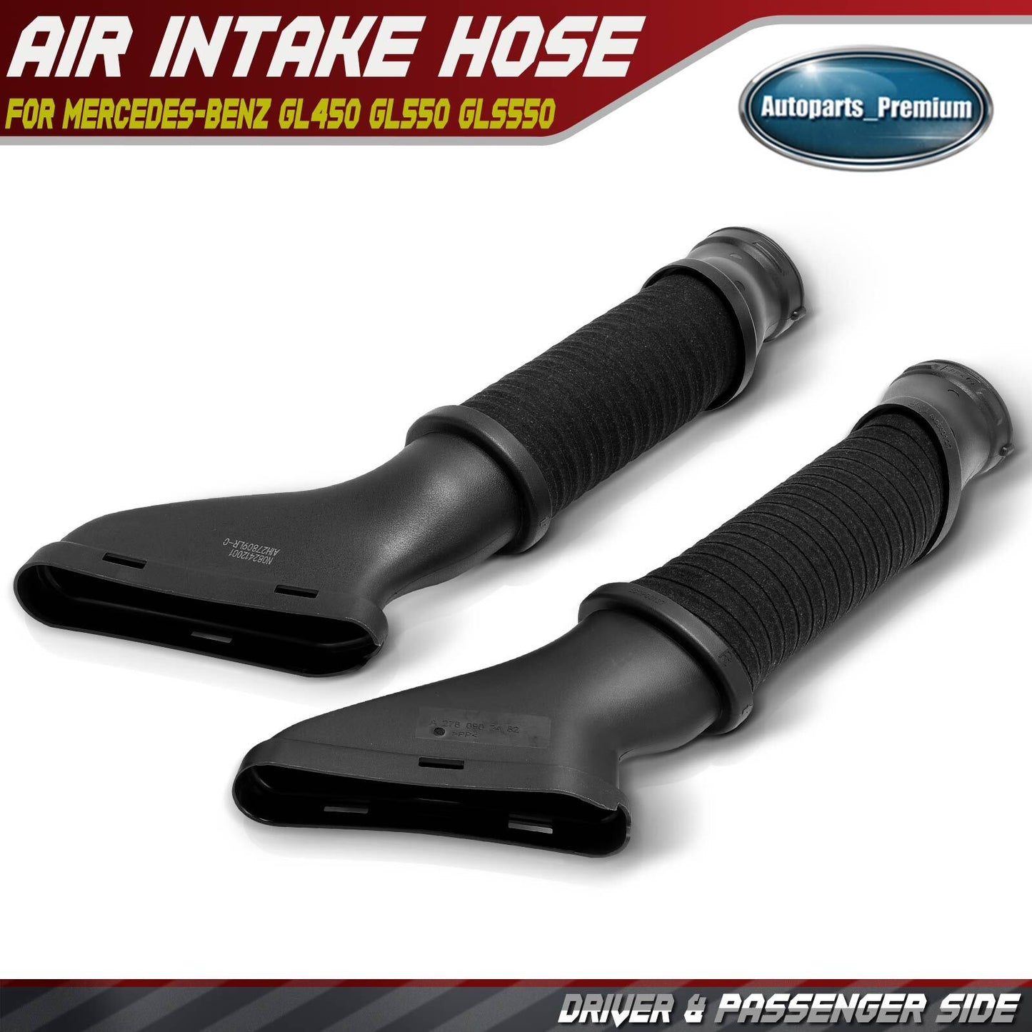 2Pcs Left & Right Engine Air Intake Hose for Mercedes-Benz GL450 GL550 GLS550