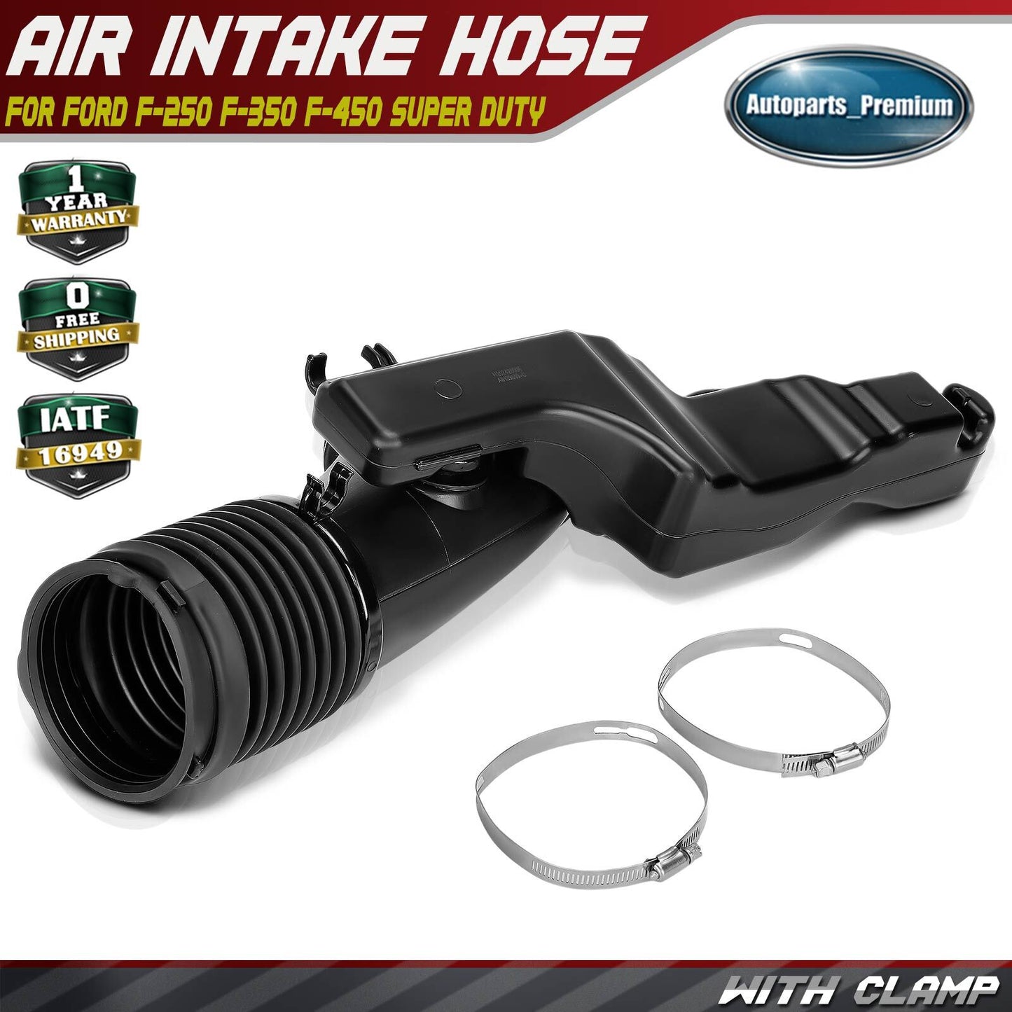 Air Cleaner Intake-Inlet Duct Tube Hose w/ Clamp for Ford F-250 F-350 Super Duty