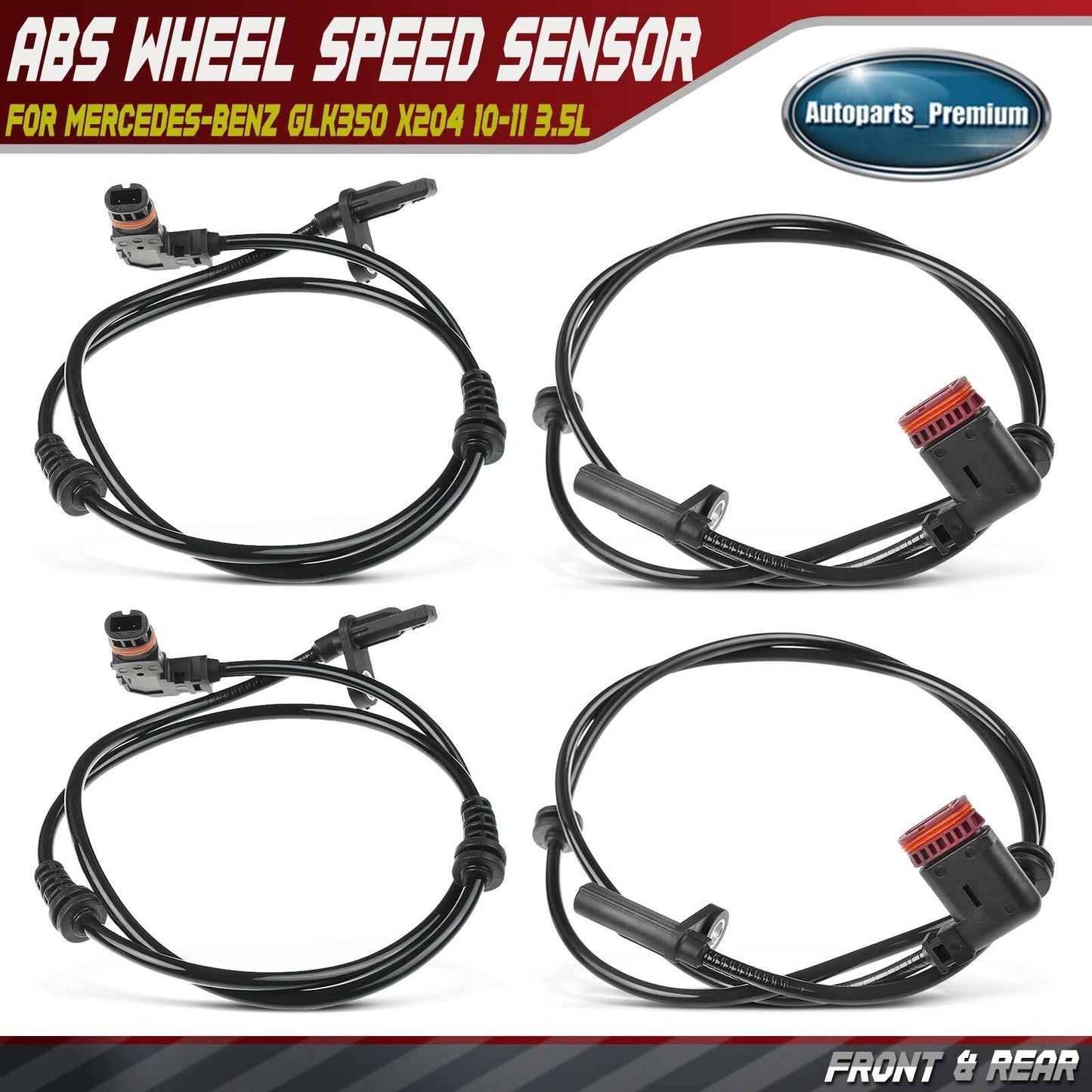 4x Front & Rear ABS Wheel Speed Sensor for Mercedes-Benz GLK350 X204 10-11 3.5L