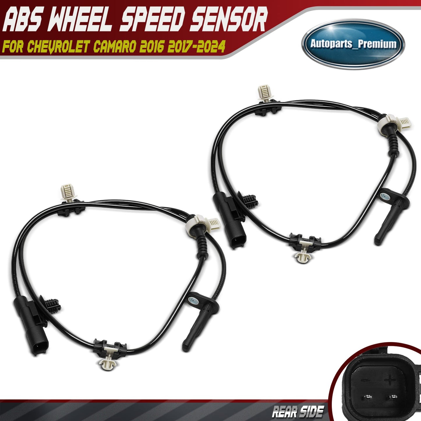 2x Rear Driver & Passenger Side ABS Speed Sensor for Chevrolet Camaro 2016-2024