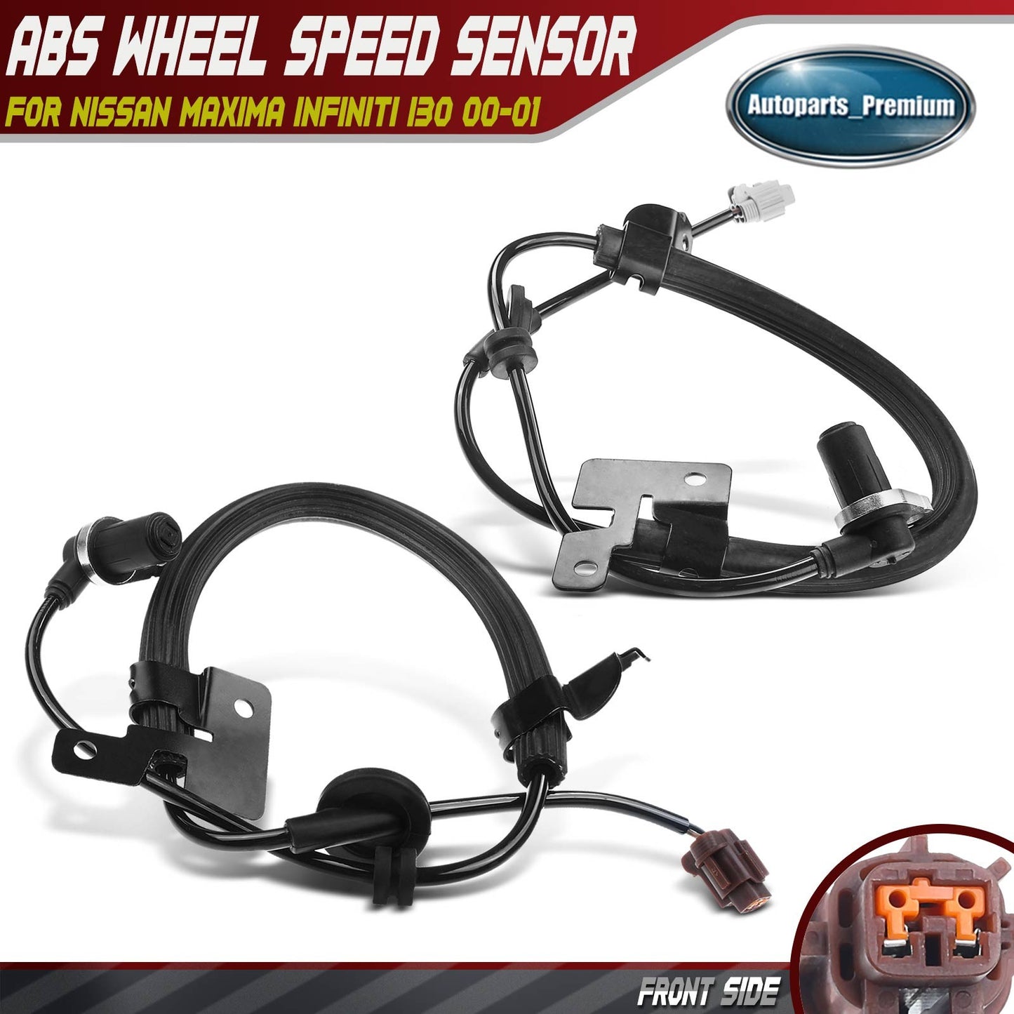 2pcs Front Driver & Passenger ABS Wheel Speed Sensor for Nissan Maxima Infiniti