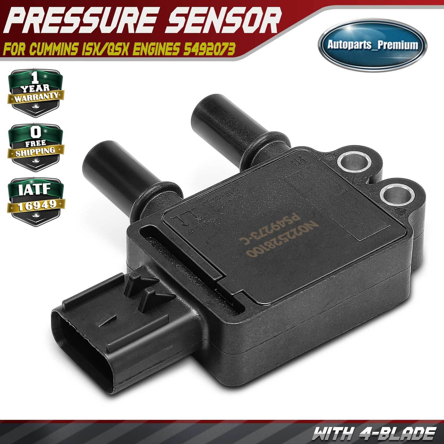 DFN Differential Pressure Sensor w/ 4-Blade for Cummins ISX/QSX Engines 5492073