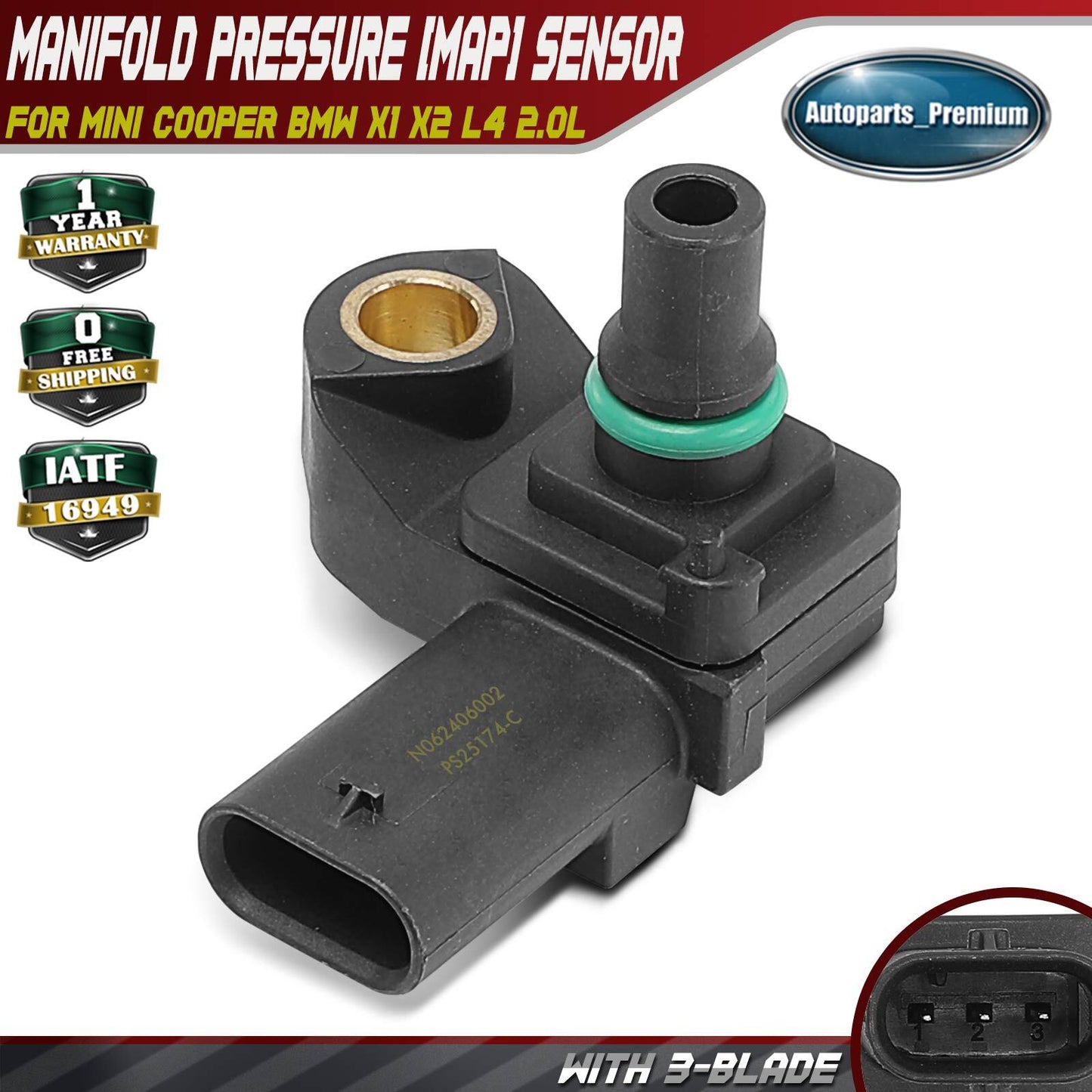 Manifold Pressure (MAP) Sensor for Mini Cooper 2014-2024 Cooper Clubman BMW X1