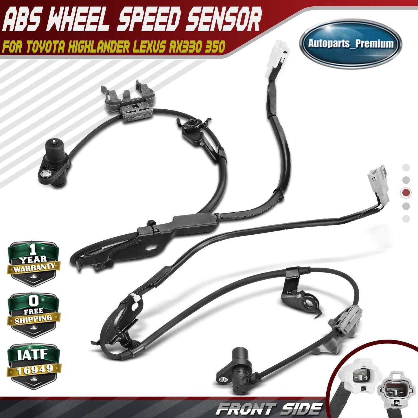 2Pcs Front LH & RH ABS Wheel Speed Sensor for Toyota Highlander Lexus RX330 350