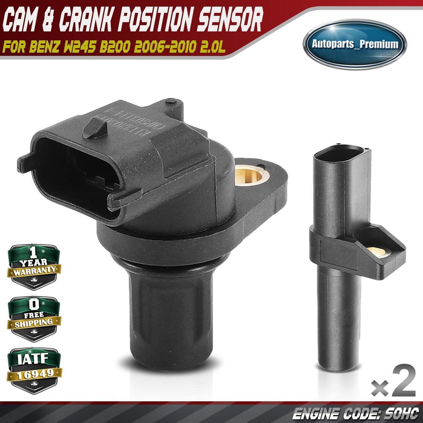 Camshaft & Crankshaft Position Sensor for Mercedes-Benz W245 B200 2006-2010 2.0L