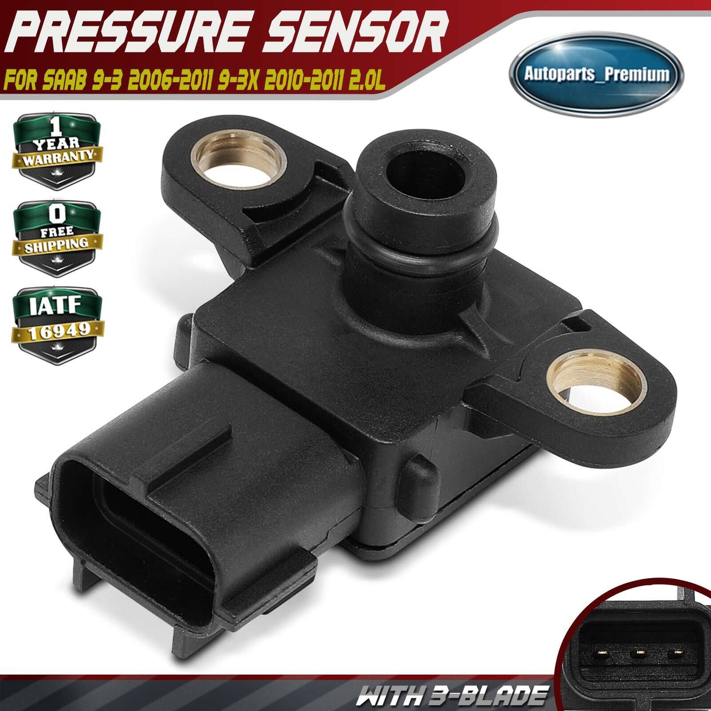 1x Manifold Pressure (MAP) Sensor for Saab 9-3 2006-2011 9-3X 2010-2011 L4 2.0L